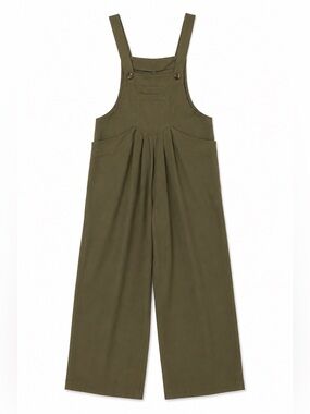 Olive Green Wide-Leg Overalls